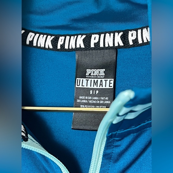 EUC Victoria’s Secret PINK Ultimate Quarter Zip Pullover Teal Blue Size Small - Picture 8 of 10